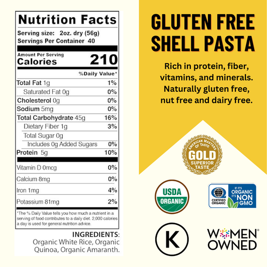 Gluten Free Organic Quinoa Pasta, Shells