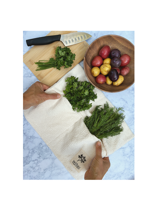 TWO POCKET VEJIBAG- Organic Herb Crisper Storage Bag