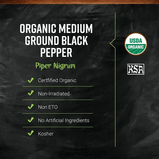 Black Pepper, medium grind, organic
