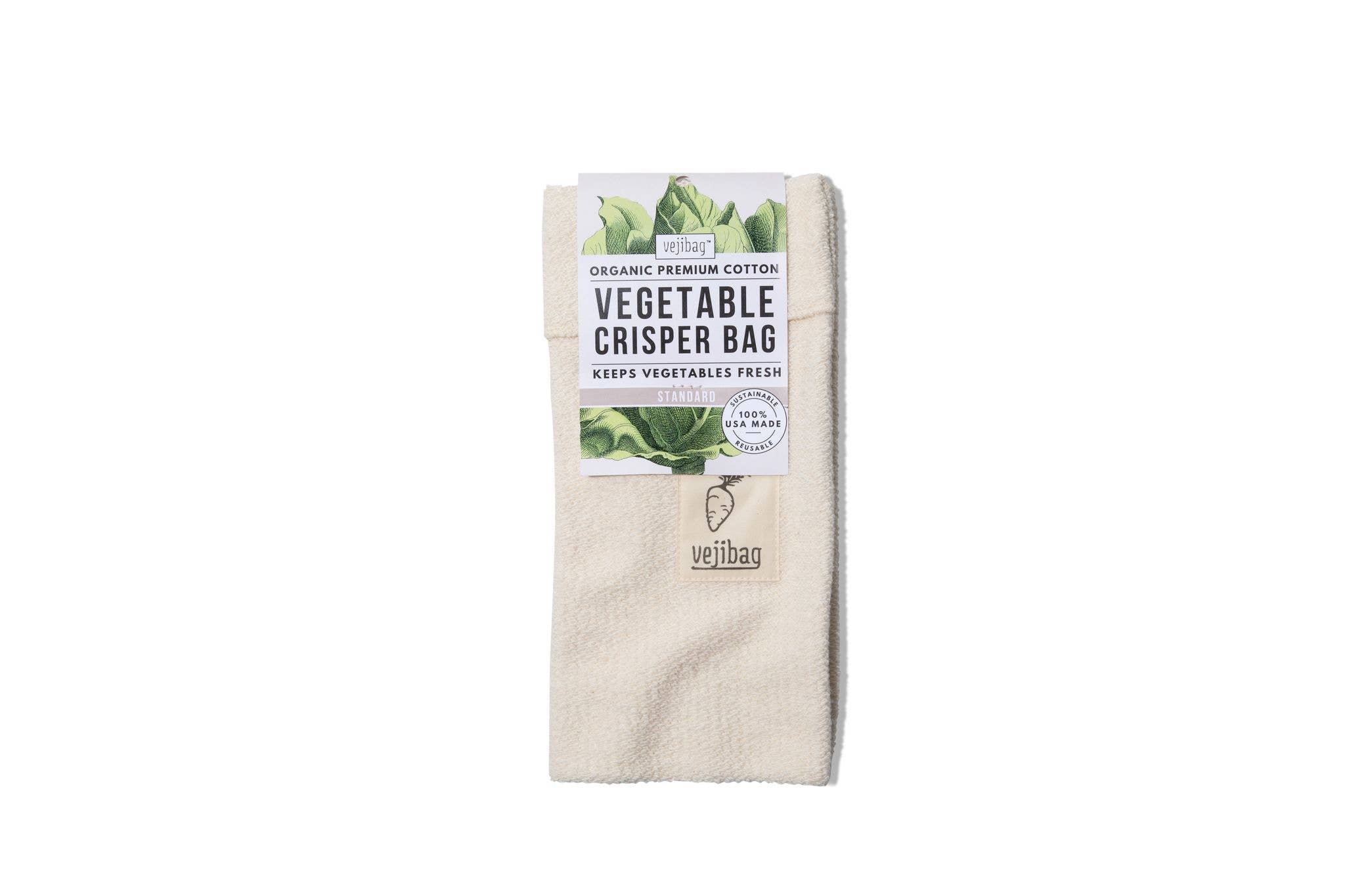 STANDARD VEJIBAG- Organic Vegetable Crisper Storage Bag - Thumbnail 3