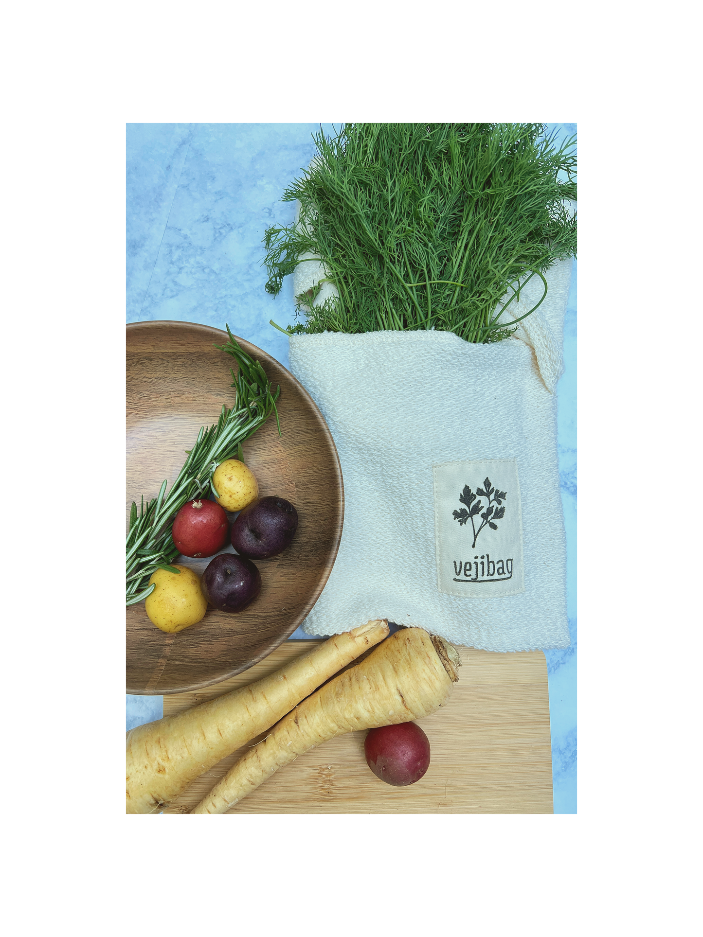 TWO POCKET VEJIBAG- Organic Herb Crisper Storage Bag