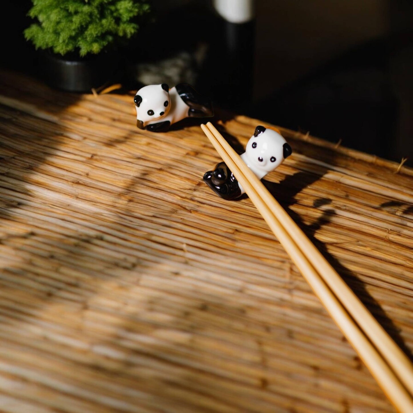 2x Ceramic Porcelain Panda Chopstick Rest
