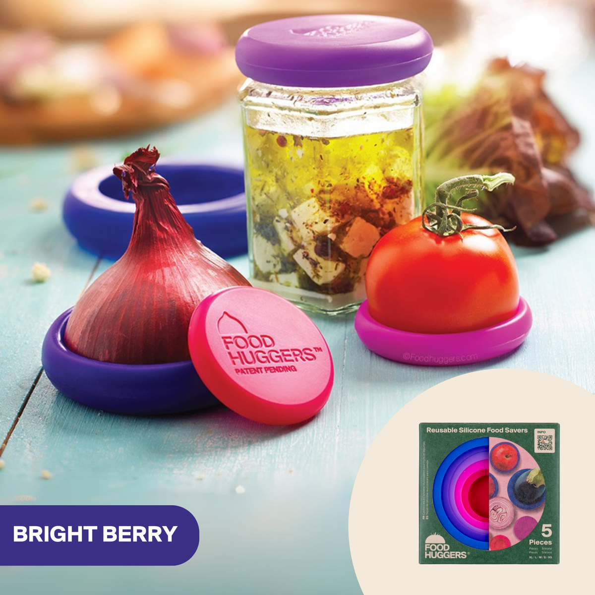 Reusable Silicone Food Savers – Bright Berry (Set of 5)