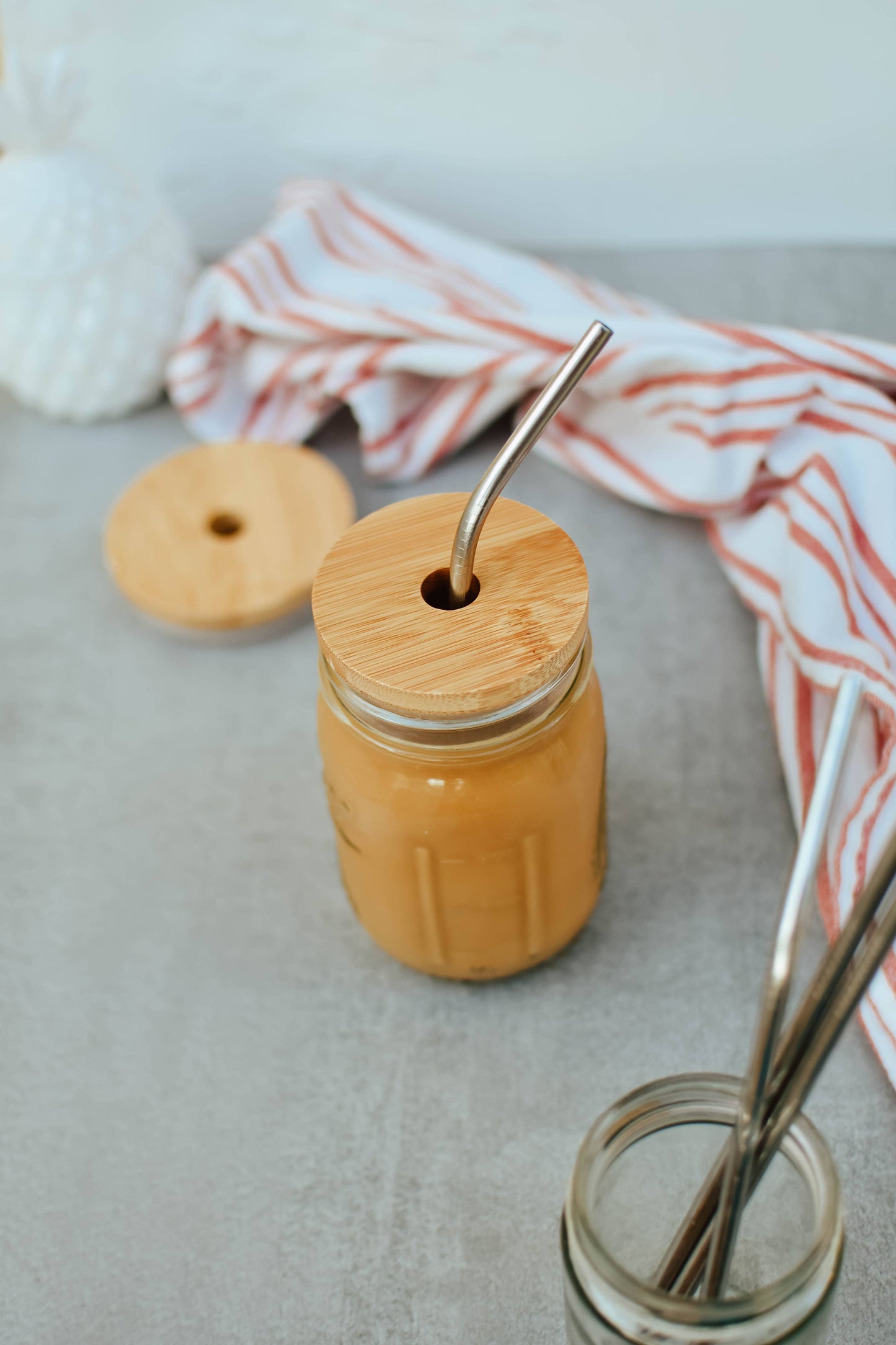 Bamboo Jar Lid Wide Mouth - WITH HOLE (Jars not included)