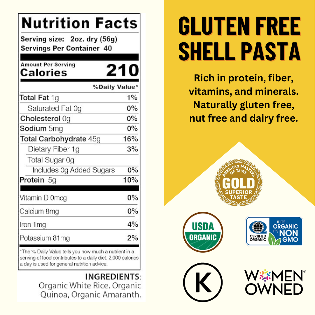 Gluten Free Organic Quinoa Pasta, Shells
