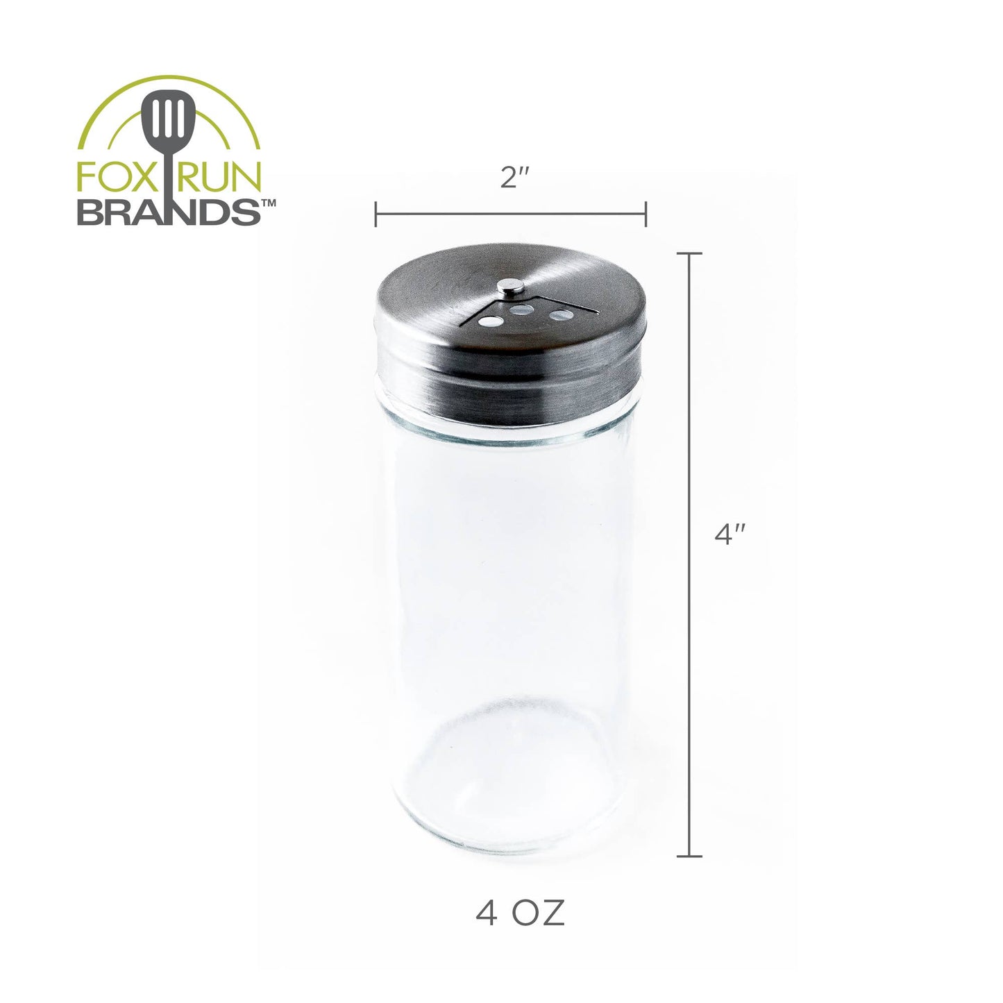 Fox Run Glass Spice Jar, 4 Ounce Seasoning Shaker