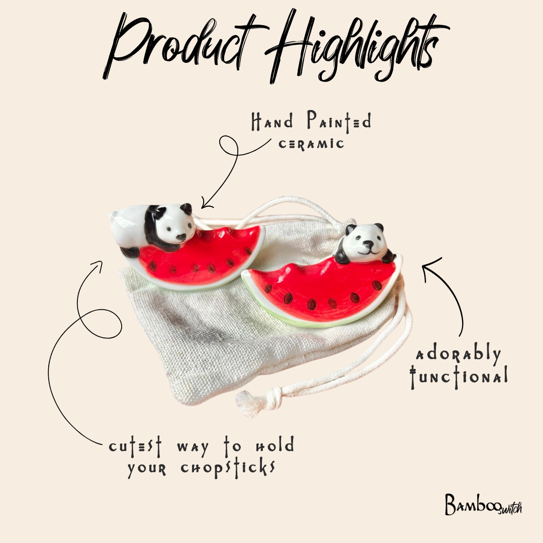 2x Watermelon Panda Chopstick Rest | Stocking Stuffer
