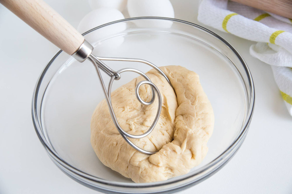 Fox Run Danish Dough Whisk, Stainless Steel and Wood, 12"