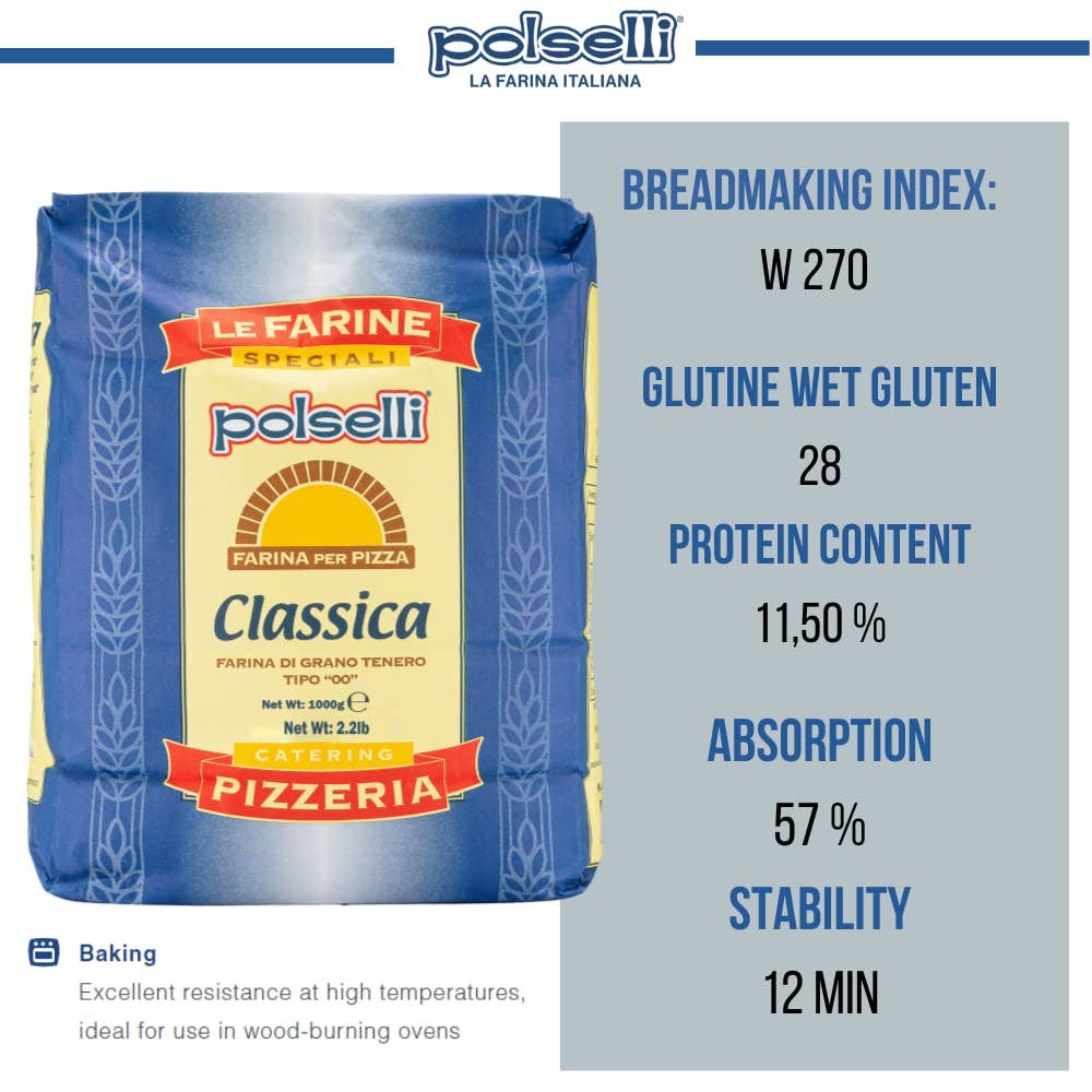 Polselli Classica Tipo 00 Pizza Flour, Authentic Neapolitan Pizza Flour