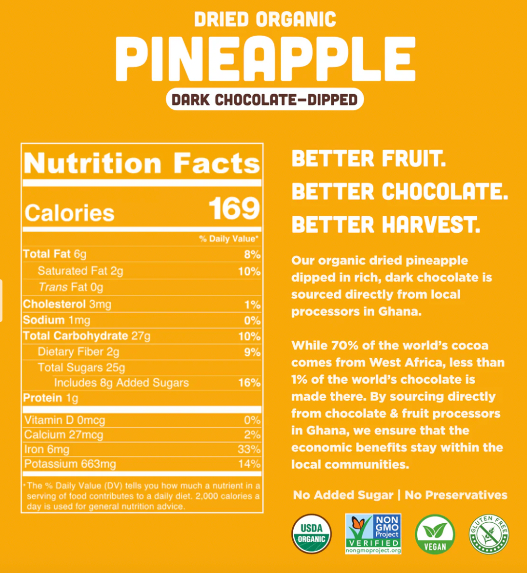 Organic Dark Chocolate Dipped Dried Pineapple