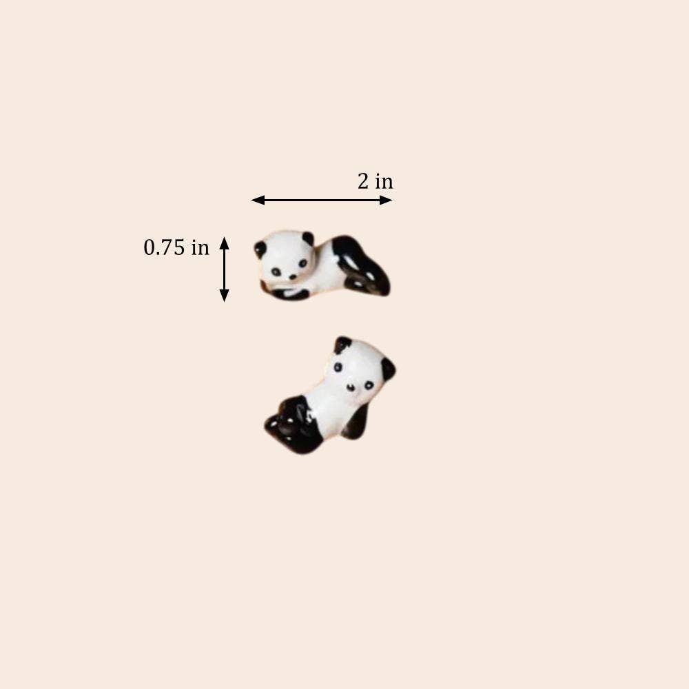 2x Ceramic Porcelain Panda Chopstick Rest