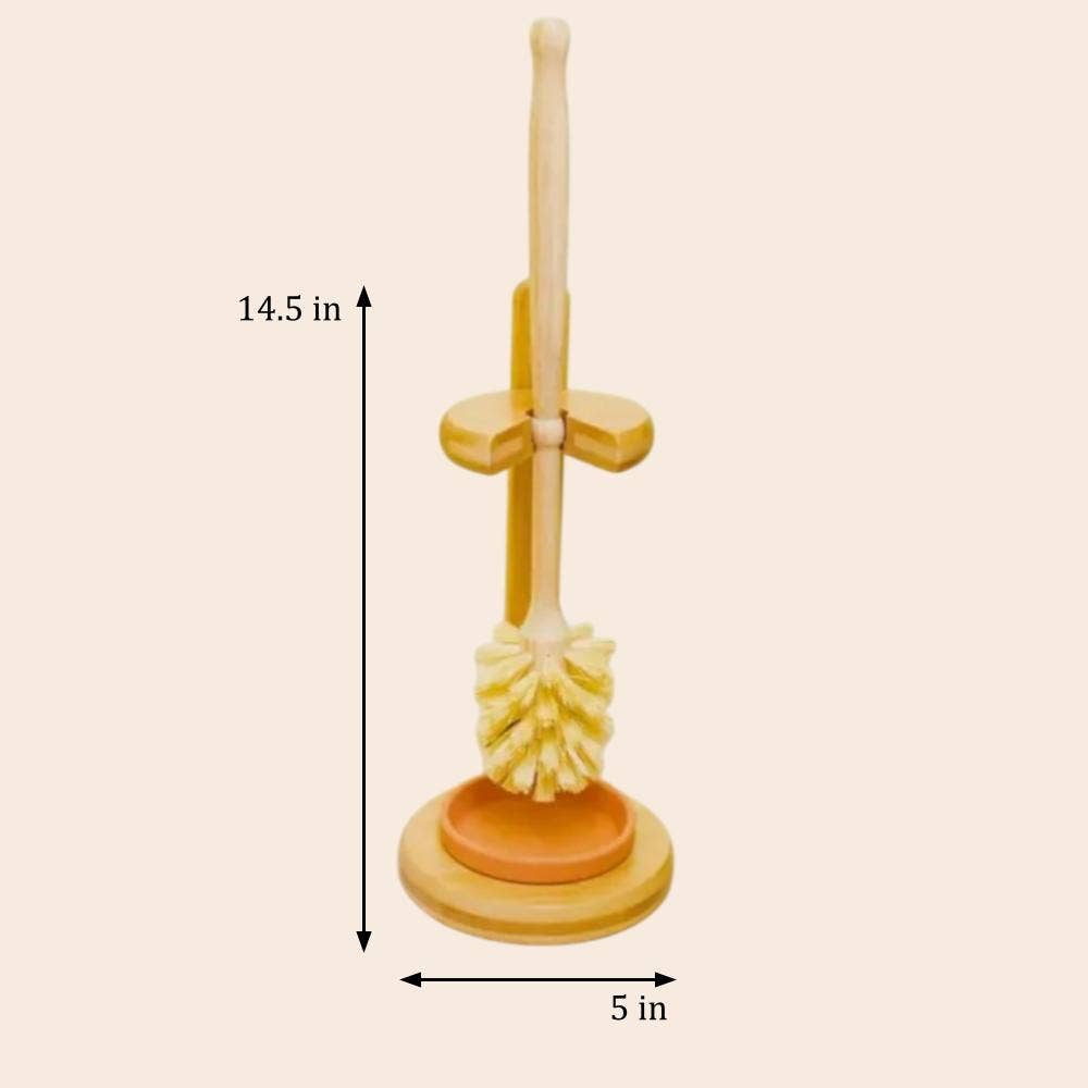 Bamboo Toilet Bowl Cleaner Brush & Stand
