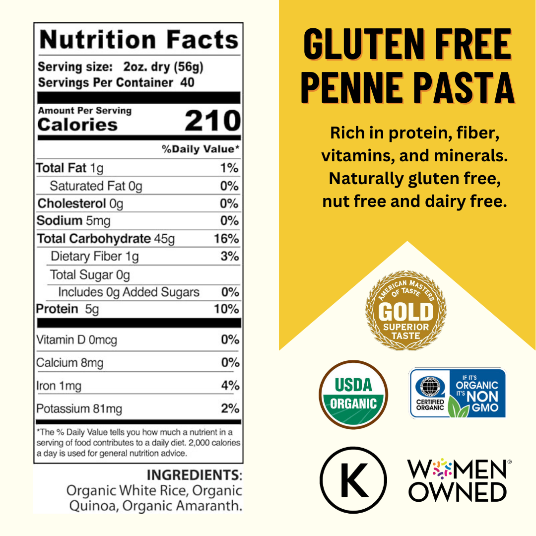 Gluten Free Organic Quinoa Pasta, Penne