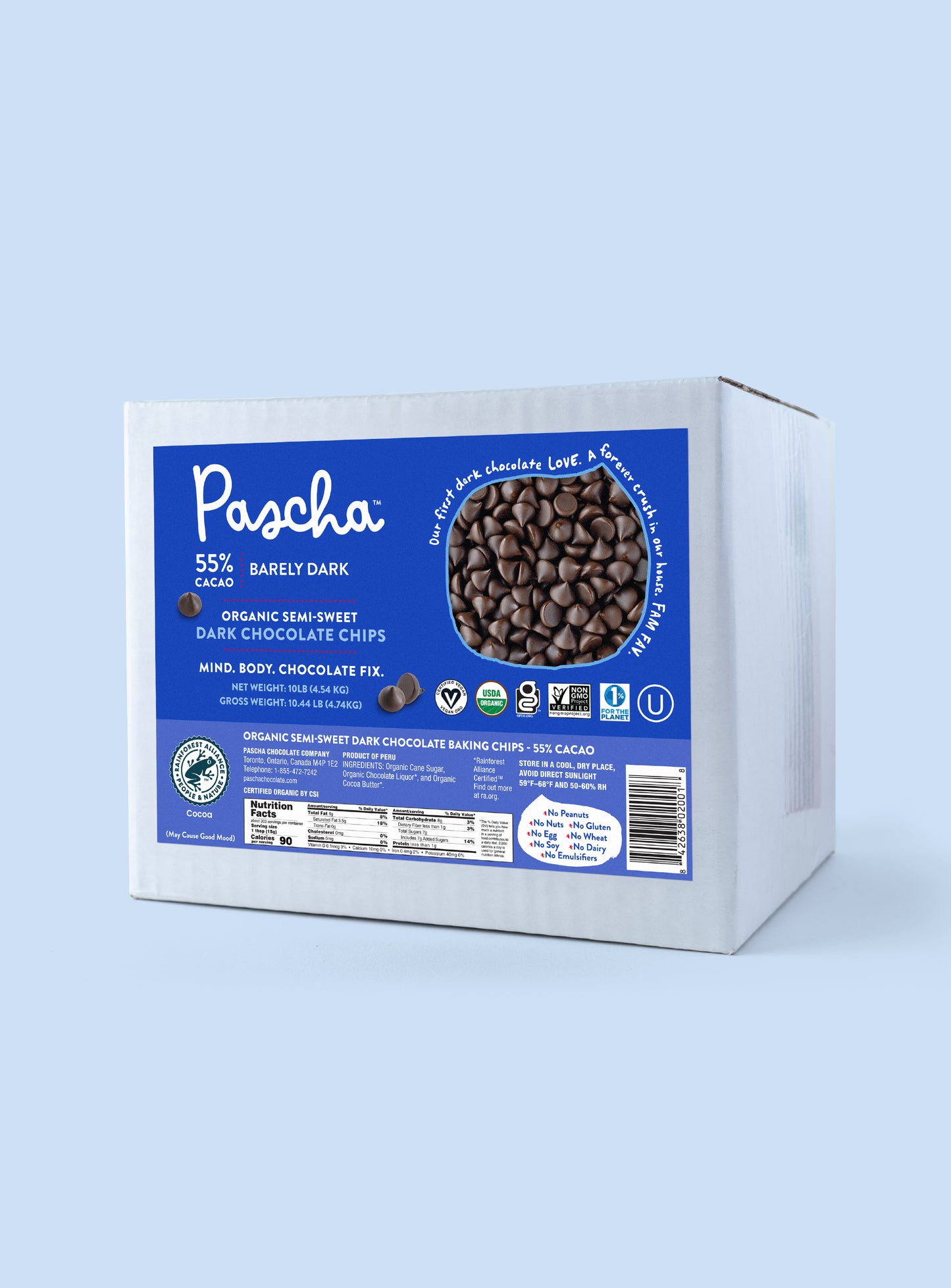 Organic Semi-Sweet Dark Chocolate Chips, 55% Cacao
